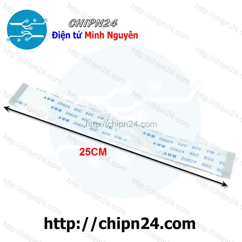 [1 SỢI] Cáp FPC/FFC 24P 0.5MM 25CM cùng chiều (Cáp AWM 20624 80C 60V VW-1)