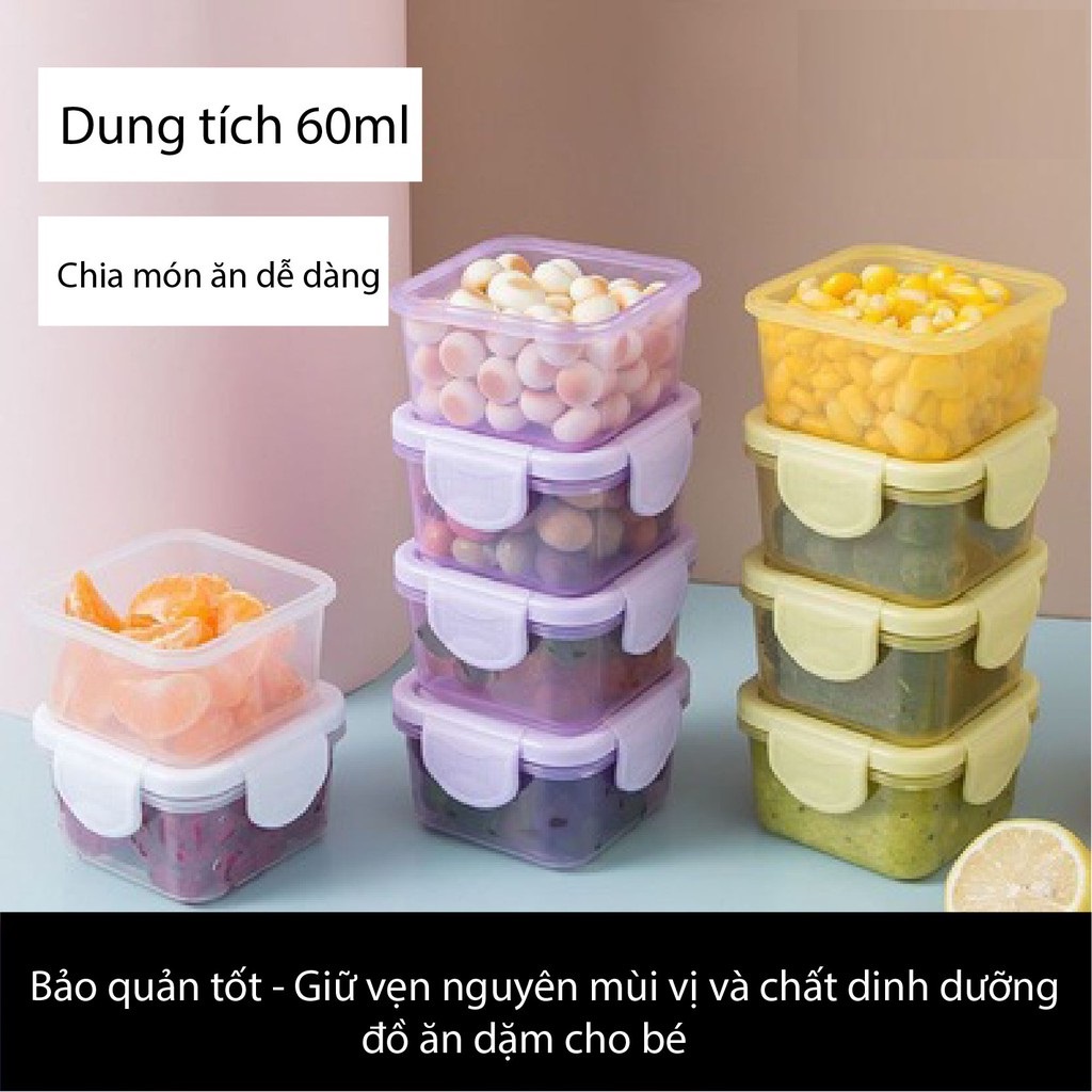 [Mã BMBAU50 giảm 50K đơn 150K] Hộp Bảo Quản Thức Ăn Mini Cho Bé Có Nắp Chống Rò Rỉ 60ml Yoota Baby