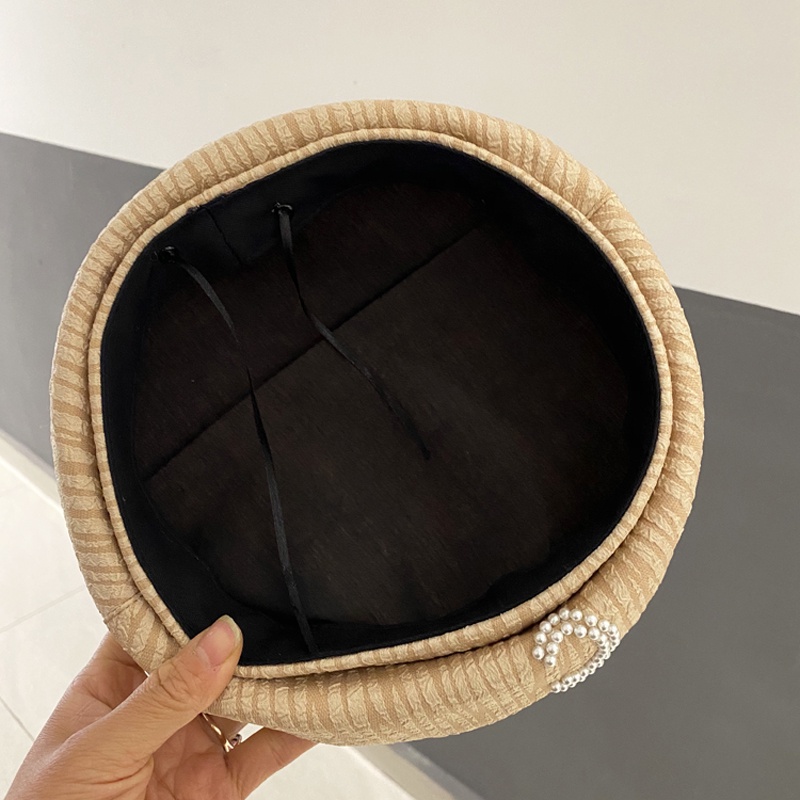 Mũ Nồi In Chữ C Đính Ngọc Trai Giả Phong Cách Nhật Hàn Thời Trang Xuân Hè