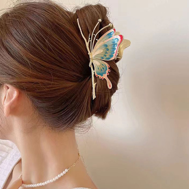 Kẹp Tóc Càng Cua Lớn Bằng Hợp Kim Nhiều Màu Sắc Chống Trượt