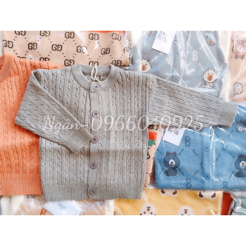 Áo Len Cài Khuy Bé Gái Dày Dặn, Áo Len Khoác Ngoài Thu Đông Cho Bé Gái size 80-120