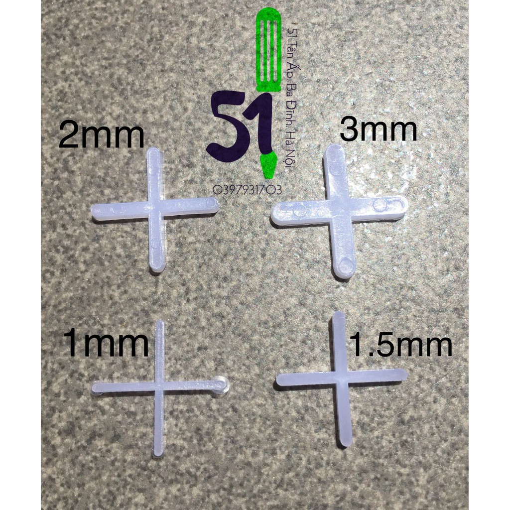 Ke ốp lát các cỡ 1mm, 1.5mm, 2mm, 3mm | Ke chữ thập lát gạch | Ron chữ thập