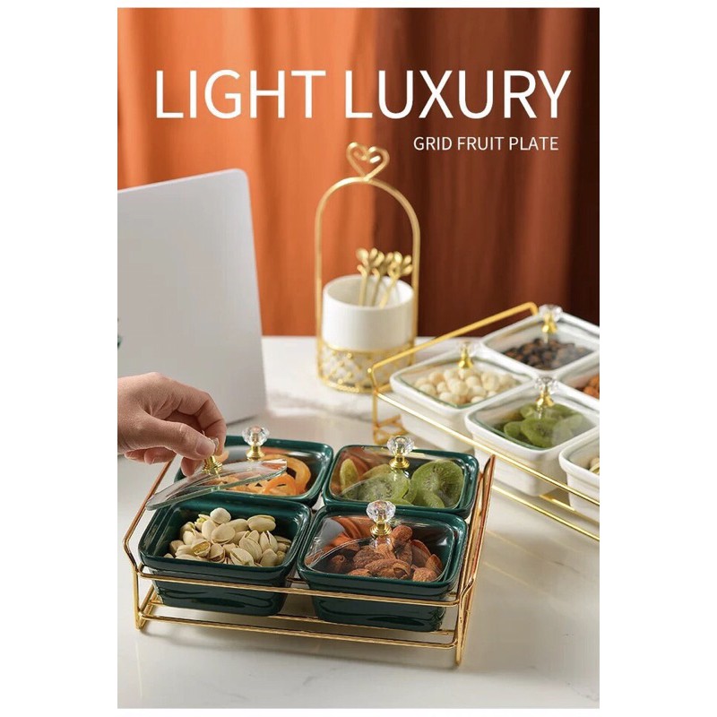 Khay sứ xanh cổ vịt đựng bánh mứt, kẹo ngày Tết cao cấp CỰC xịn xò