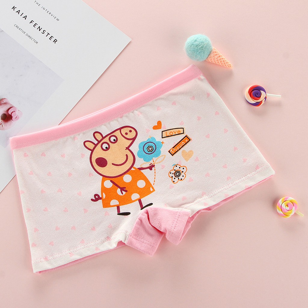 Set 4 quần lót boxer chất cotton họa tiết heo Peppa đáng yêu cho bé gái