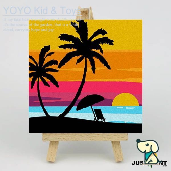 YoYo❤️ Wall Art /Dầu Số Hóa Tự Tô Màu Theo Số/  DIY Canvas Acrylic Paint / Painting kit / Deco Colouring art / 20X20CM noframe 22 XH123