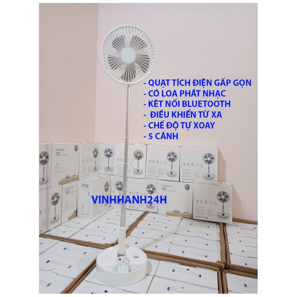 QUẠT PHÁT NHẠC - KẾT NỐI BLUETOTH - TỰ XOAY 90 ĐỘ - ĐIỀU KHIỂN TỪ XA - KÉO CAO - GẤP GỌN - PIN 7200MaH