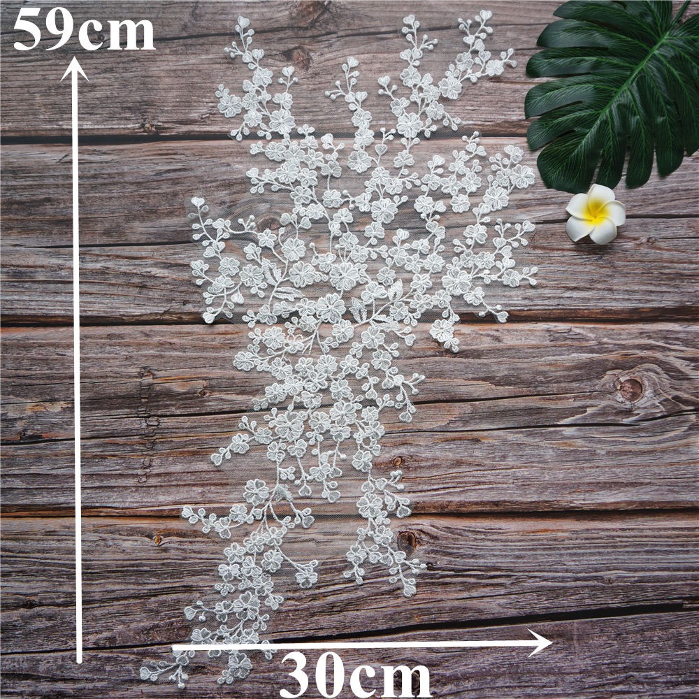 Vải Ren Thêu Hoa Màu Trắng Dùng May Váy Cưới