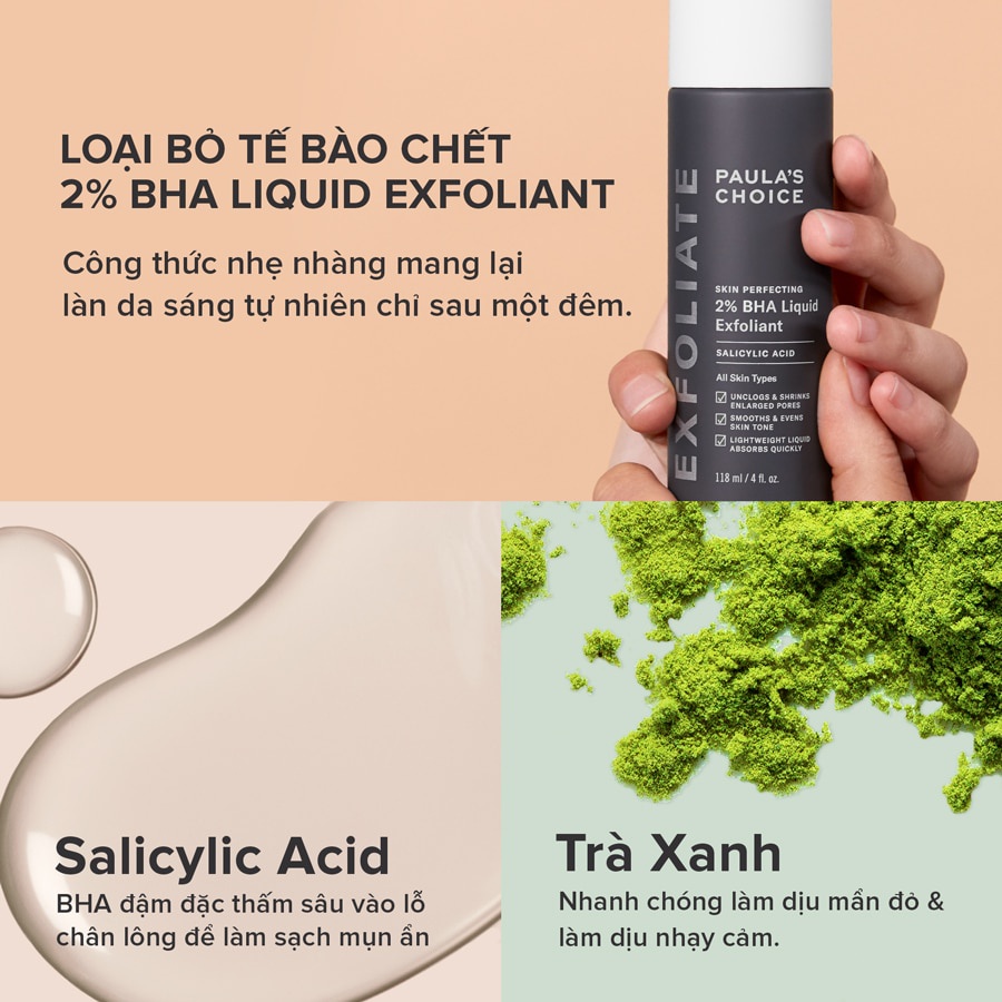 Tẩy da chết hóa học Paula's Choice Skin Perfecting 2% BHA Liquid Exfoliant Bunny Beauty hàng đủ bill