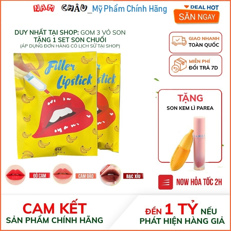 Son Chuối Filler khử thâm môi Collagen Lipstick PAREA Set 2 NPP Nam Châu