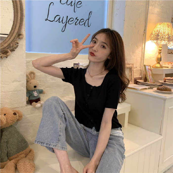 Áo Croptop Nữ Tay Ngắn Phong Cách Hàn Quốc | BigBuy360 - bigbuy360.vn