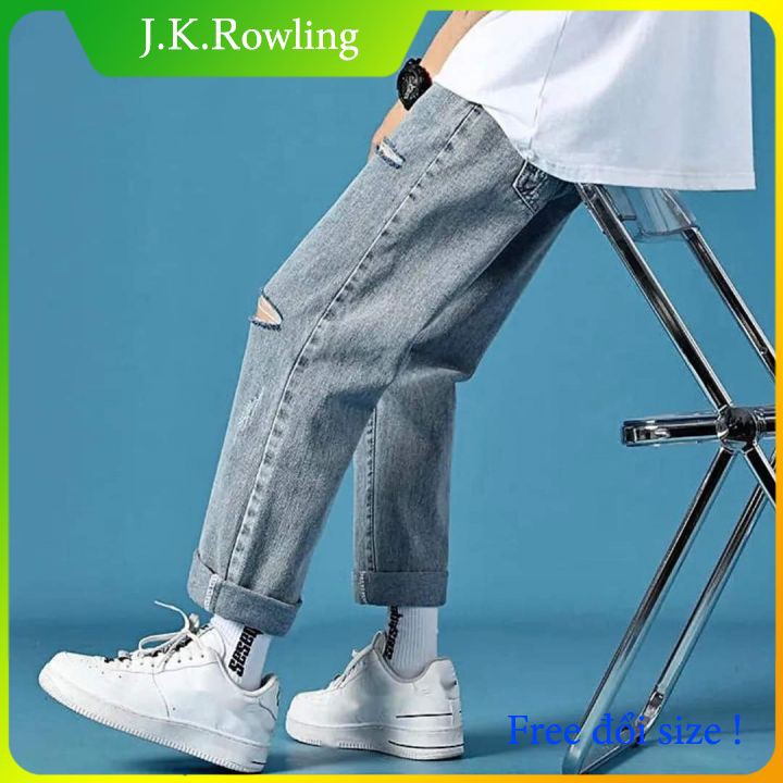 Baggy, quần baggy nam unisex Jeans Ống rộng phong cách bụi [RÁCH GỐI- RÁCH CẠNH] tại JK SHOP | BigBuy360 - bigbuy360.vn