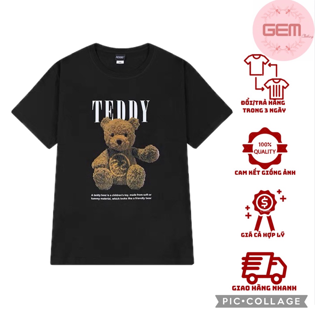 Áo thun unisex nam nữ GẤU TEDDY basic , áo phông oversize dáng rộng tay lỡ hiện đại cá tính kiểu dáng Hàn Quốc form rộng