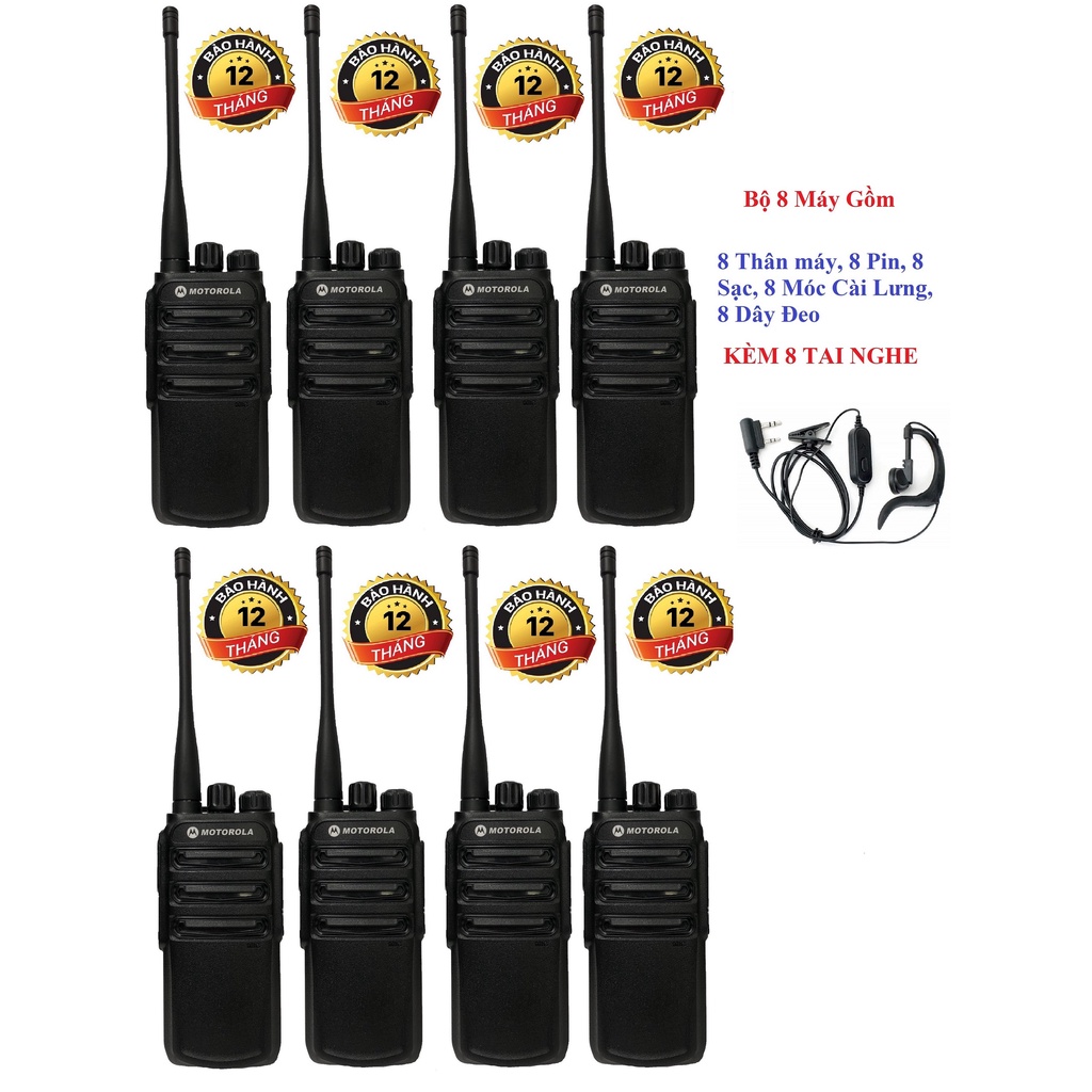 Bộ 8 Bộ đàm Motorola CP838 (Siêu bền, Loa chống từ tính, Pin dung lượng lớn, cự ly liên lạc xa)