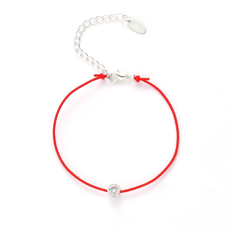 Vòng Tay Dây Đỏ Đính Đá Phong Cách Đơn Giản Cho Cặp Đôi
