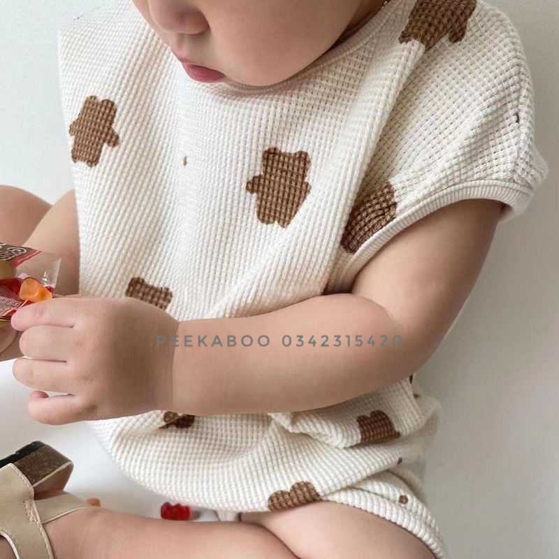 [2023] Đồ Bộ Sát Nách Cotton Tổ Ong Thoáng Mát Cho Bé Trai, Bé Gái