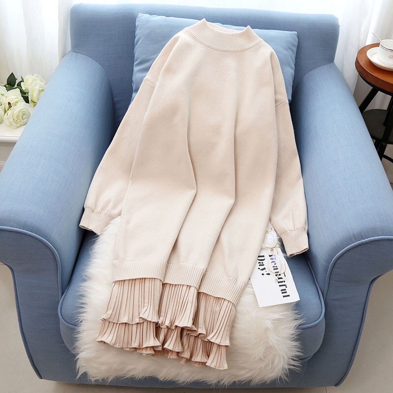 Váy len dáng dài rộng phối bèo đuôi cá 2 tầng điệu đà nhiều màu-Kèm ảnh thật | BigBuy360 - bigbuy360.vn