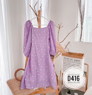 Bigsize Đầm hoa cúc tím D416
