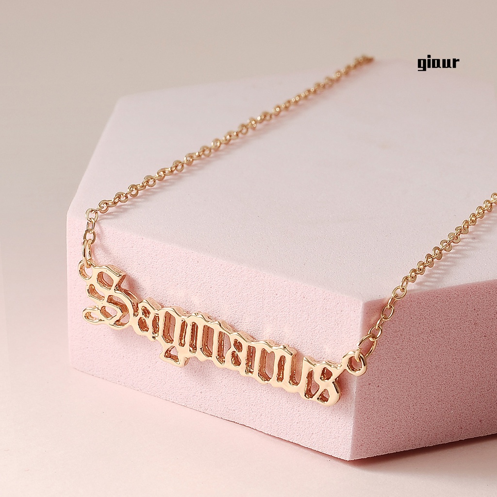 GIAUR Women Golden Constellation Sagittarius English Letter Necklace Sweater Chain