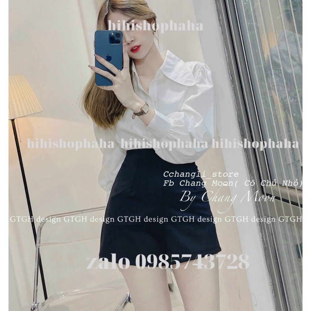 áo sơ mi tay bồng 2 màu trắng hồng NH00099 hihishophaha