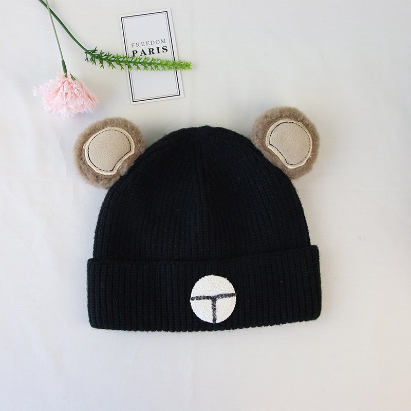 Mũ Len Beanie Đính Tai Gấu Dễ Thương Cho Bé