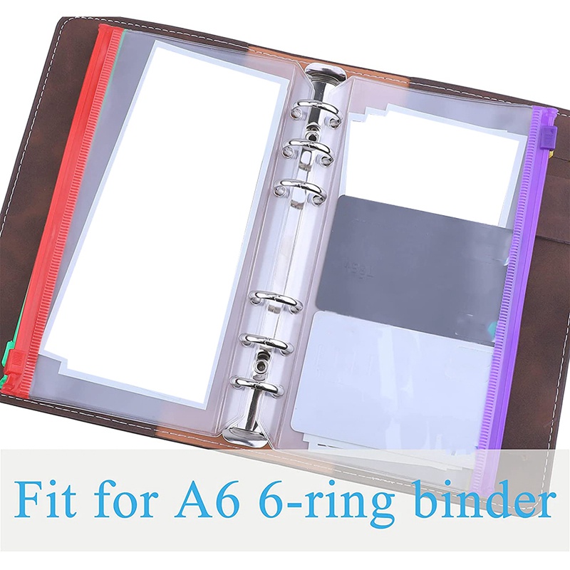 Túi đựng giấy tờ A6 6 lỗ có khóa kéo tiện dụng cho sổ tay cỡ A6