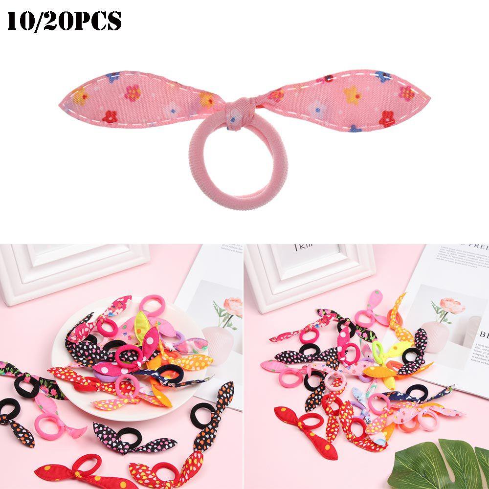 Set 10 / 20 Dây Cột Tóc Co Giãn Hình Tai Thỏ Thời Trang Cho Nữ