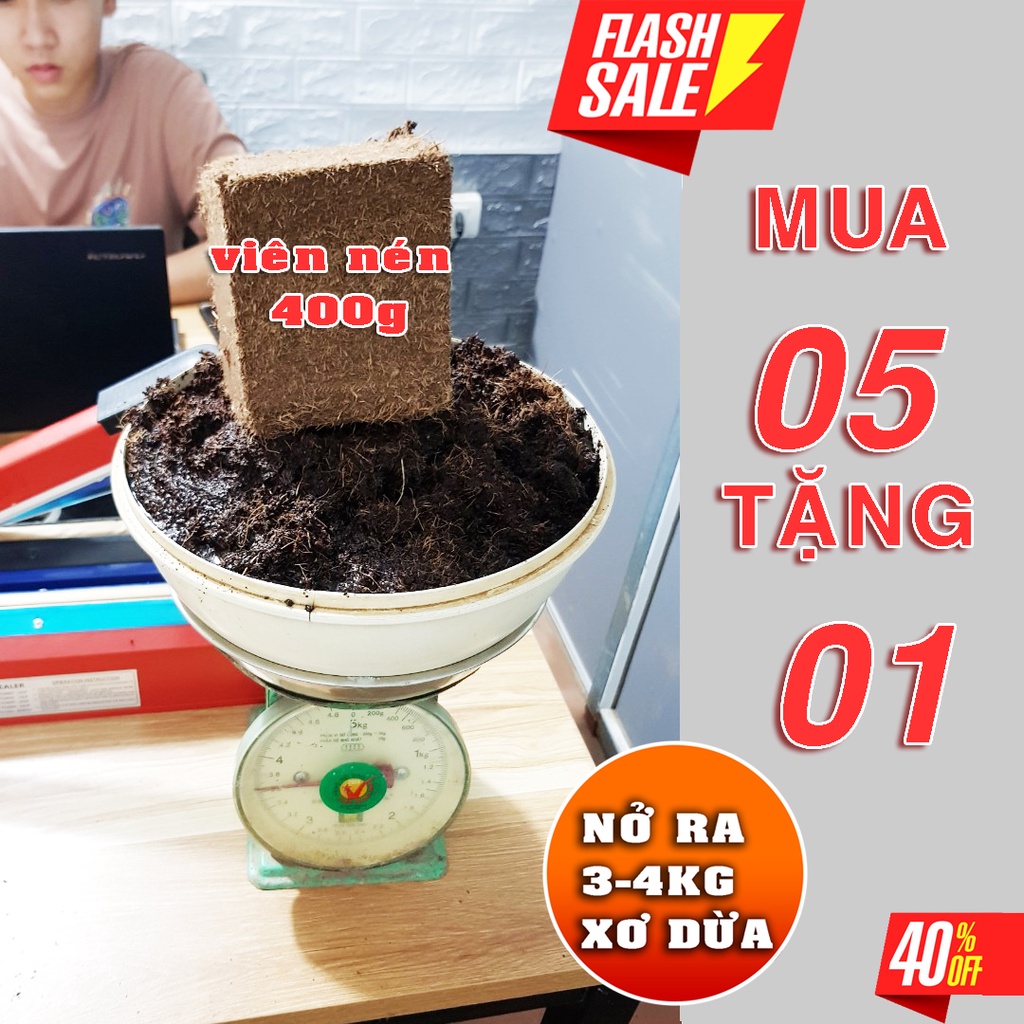 MÚA 5 TẶNG 1- viên nén xơ dừa bánh lớn KT 10X10X7cm, chuyên trồng rau,trộn đất trồng cây