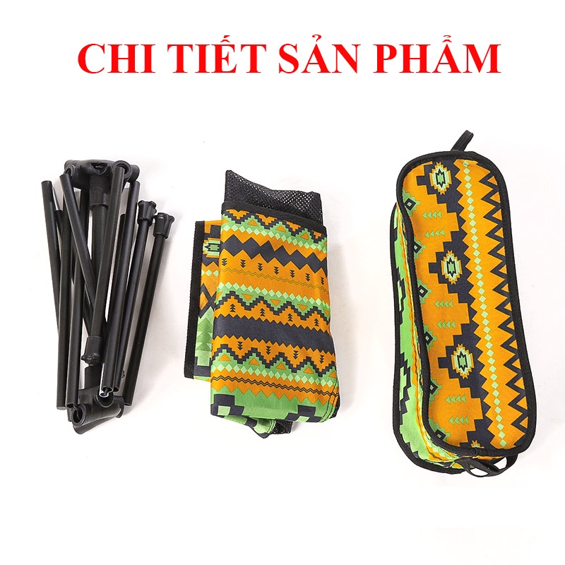 Ghế Thổ Cẩm Phượt Du Lịch Câu Cá Dã Ngoại Siêu Gọn, Cắm Trại, Outdoor - Ghế Xếp Cầm Tay Siêu Nhẹ
