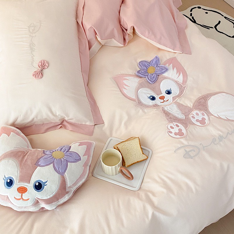Bộ Chăn Ga Gối Cotton Linen Disney Nhập Khẩu Cao Cấp - Tina Bèo Ren - Sét 4 Món - MeoMeoBedding