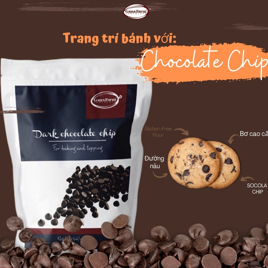 Socola Chip Sữa Cao Cấp GANAFARM Dạng Viên Nhỏ Dùng Để Trang Trí Bánh Kẹo Túi Zip 1kg- CD114