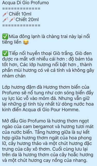 [Mẫu thử] Nước hoa Nam Acqua Di Gio Profumo for men