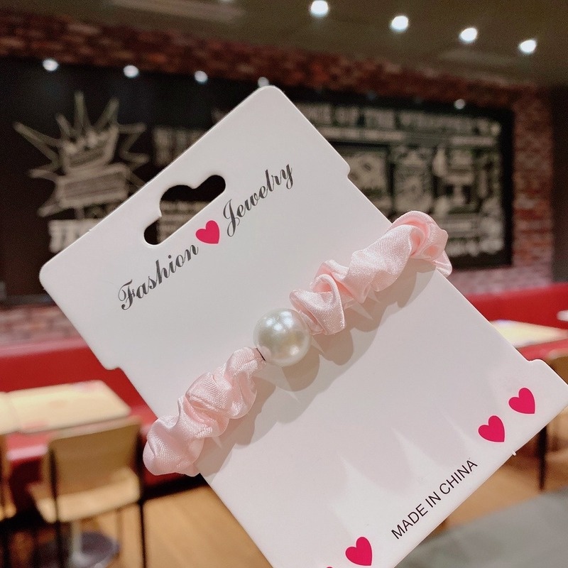 Dây buộc tóc vải đính hạt ngọc trai giả nhiều màu tùy chọn phong cách Hàn Quốc trẻ trung cho nữ