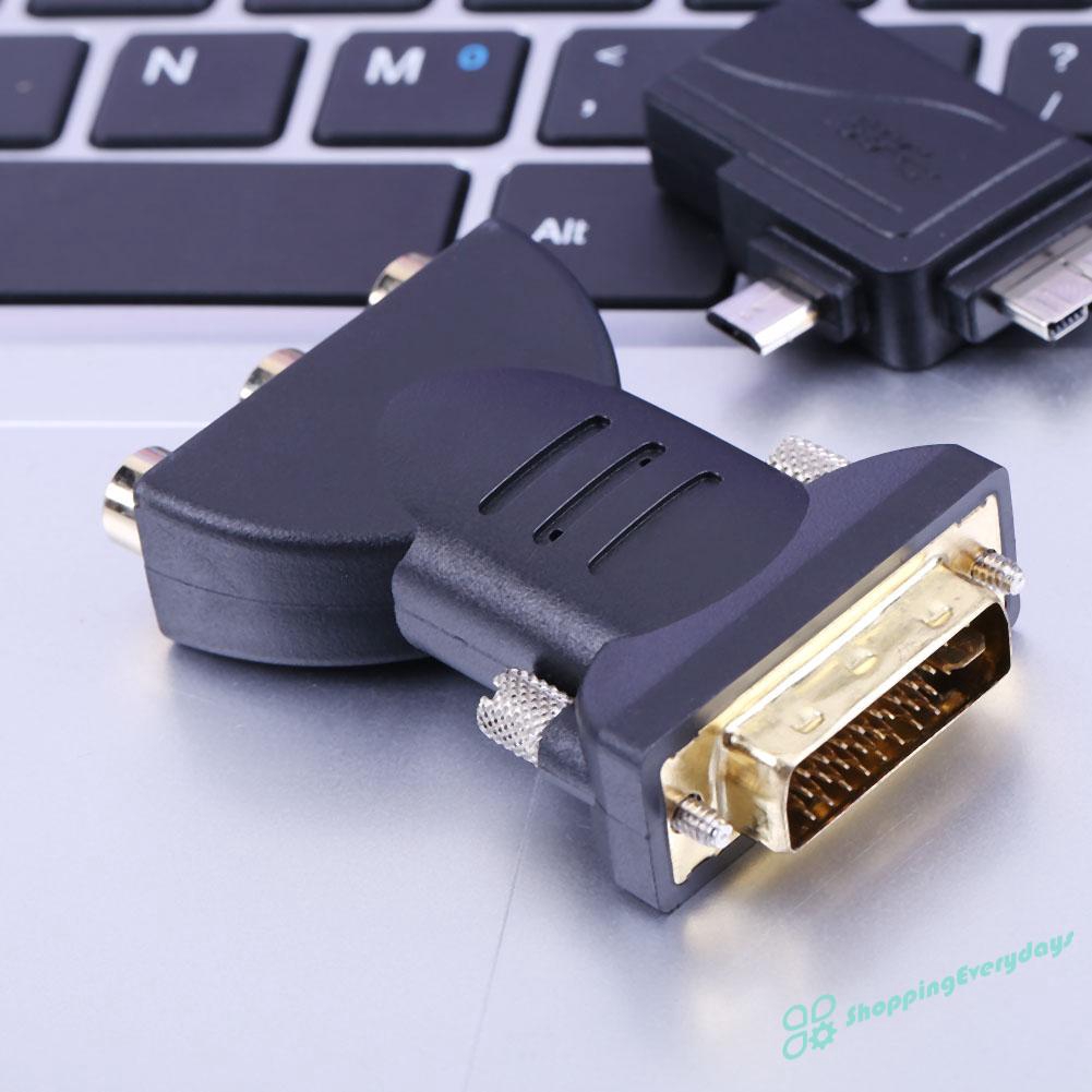 SV  24+5Pin DVI Male to 3 RCA Female Port A/V Converter Adapter Cable Connector ❤❤ | WebRaoVat - webraovat.net.vn