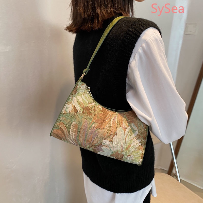 Túi Đeo Vai In Họa Tiết Tranh Sơn Dầu Kiểu Pháp Dễ Thương Cho Nữ