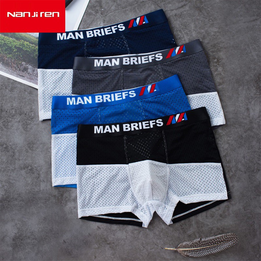 Hộp 4 Chiếc Sịp Boxer Thông Hơi Nanjiren Siêu Thoáng Mát SN04