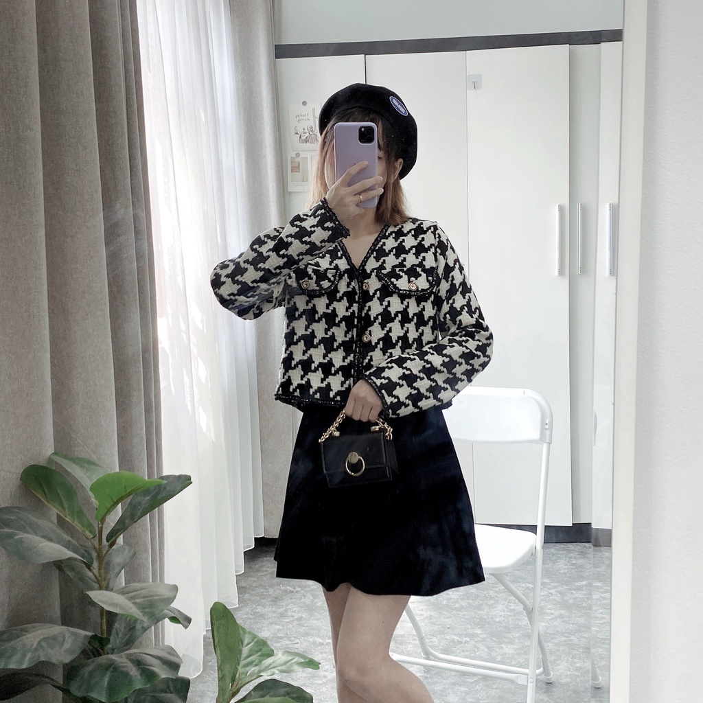 ÁO DẠ TWEED, ÁO KHOÁC DẠ NỮ THIẾT KẾ HỌA TIẾT RICZAC | BigBuy360 - bigbuy360.vn