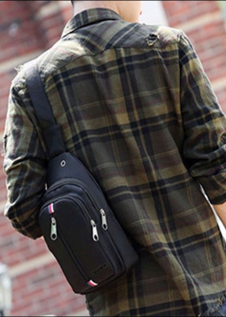 Túi chéo nam nữ năng động vasca dây kéo giữa sọc 3 màu nam nữ vải dù  - chéo TCTL088