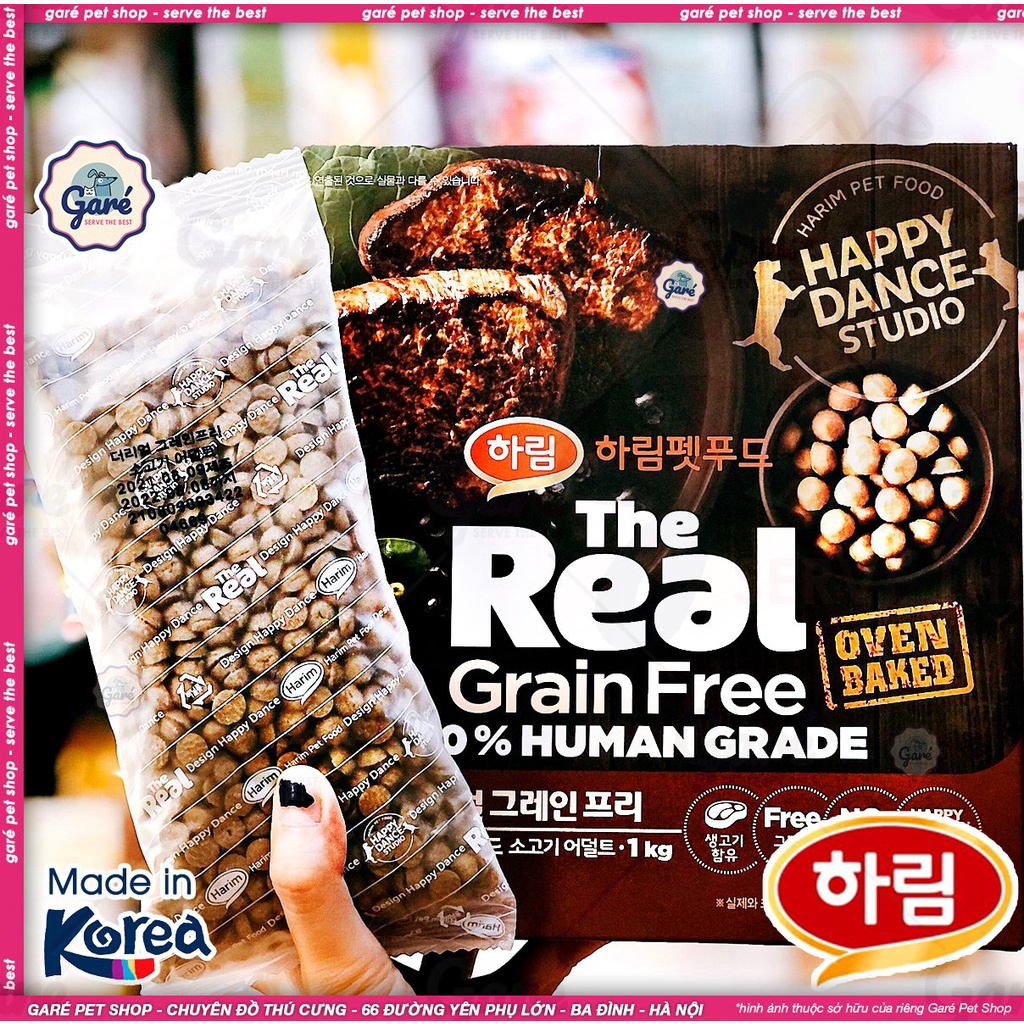 Hạt Harim The Real Oven Baked Grain Free 100% Human Grade cao cấp dành cho Chó trưởng thành Hàn Quốc Bò nướng giàu xơ