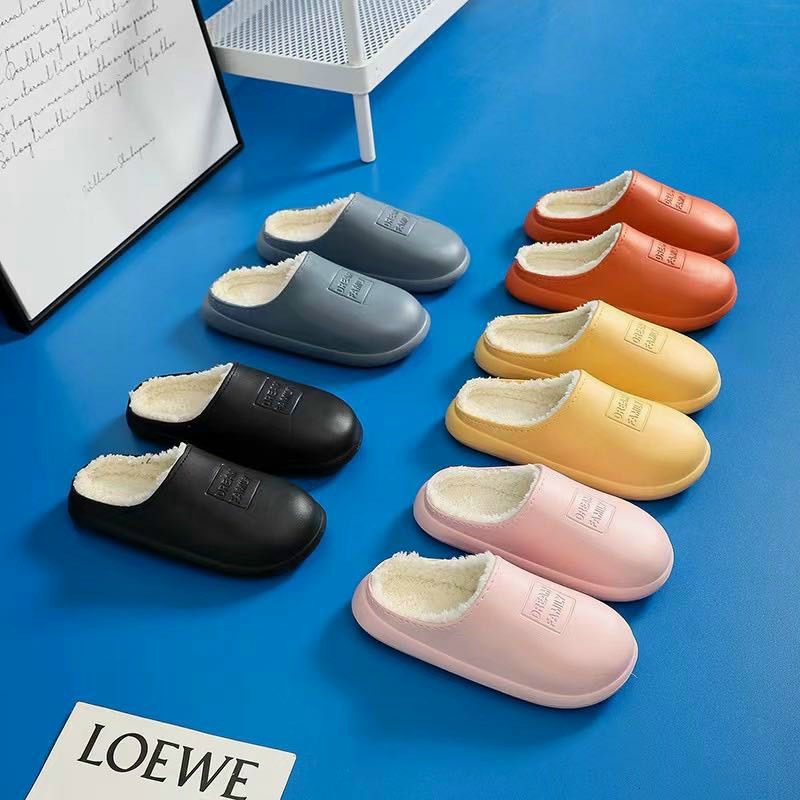 Dép Da Lót Lông Chống Thấm Nước Siêu Ấm