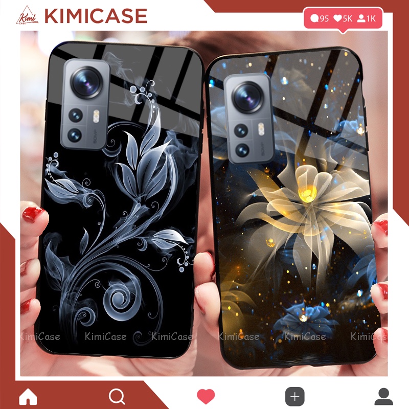 Ốp XIAOMI Mi 12T, Mi 12T Pro, MI 12, MI 12 PRO, Mi 12 Lite lưng kính cường lực bộ hoa lá