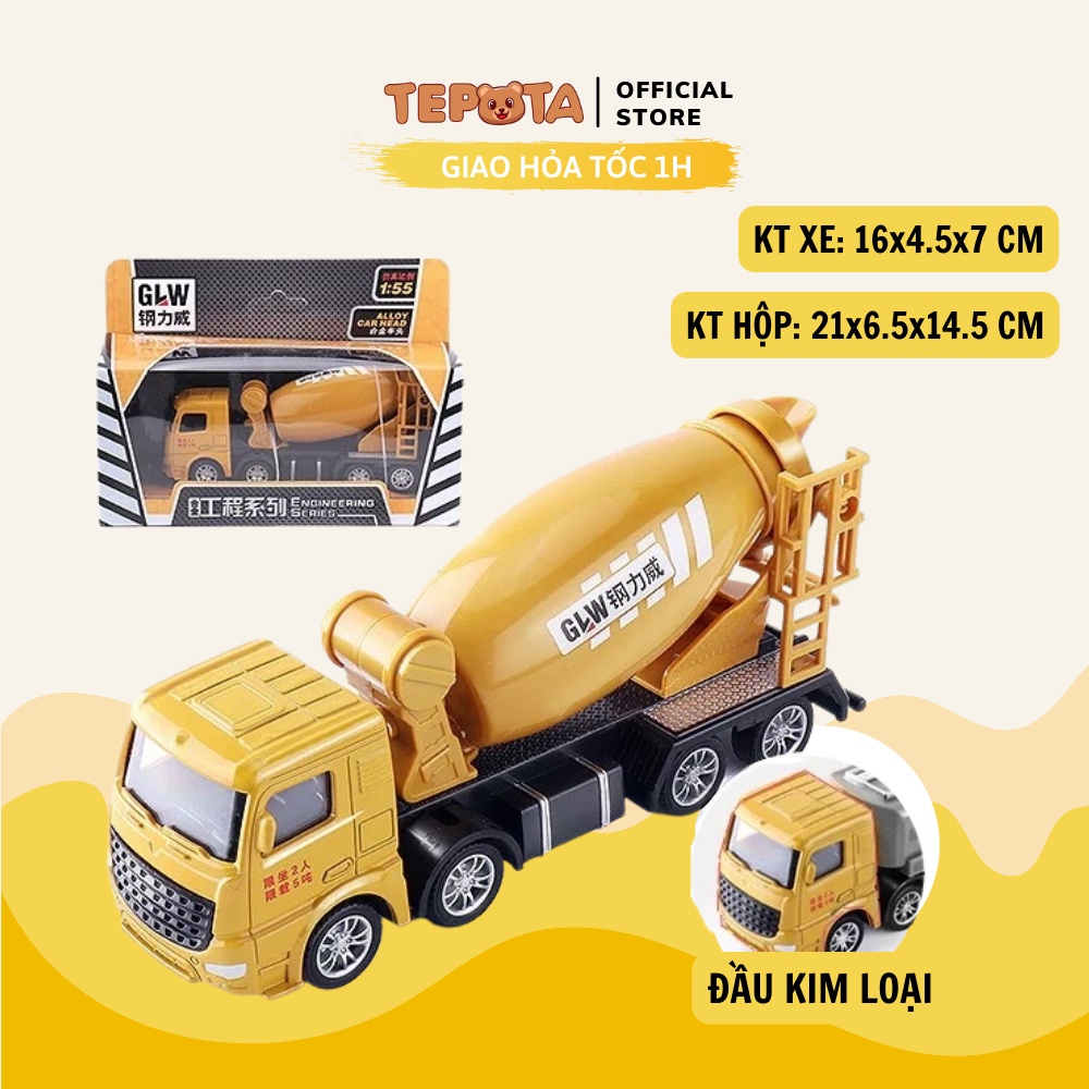 Xe Trộn Bê Tông  TEPOTA Đồ Chơi Bằng Kim Loại Đẹp Trục Quay 360 Độ Cho Bé Tăng Trí Tưởng Tượng X03XETRON
