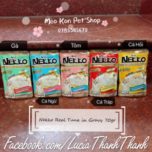 Thức ăn pate cho mèo Nekko Jelly &amp; Gravy bịch 70 gr