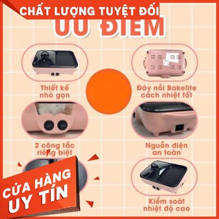 Nồi lẩu mini nồi lẩu nướng bếp lẩu nướng nồi lẩu 2 ngăn đa năng chính hãng bảo hành 12 tháng