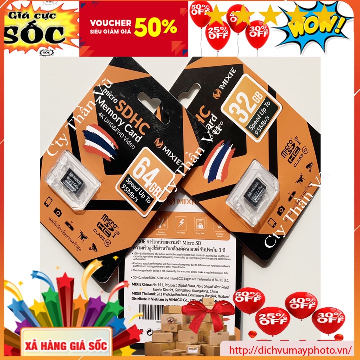 Thẻ Nhớ 32 GB và 64 GB Mixie Bảo Hành 24 tháng kholinhkienmayin