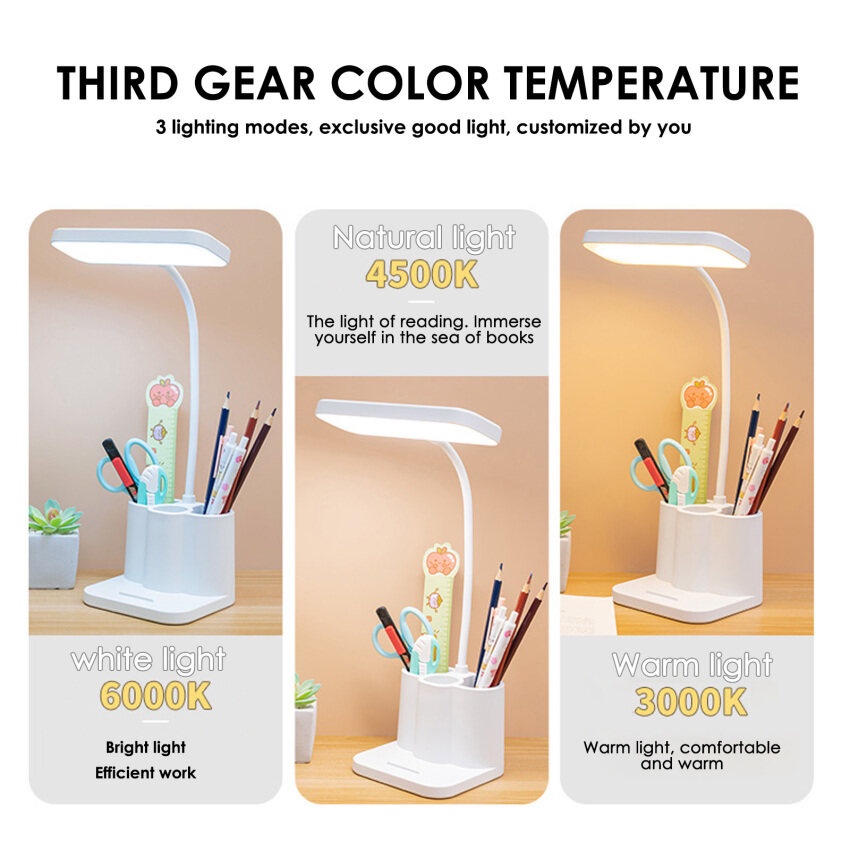 Đèn Bàn Cảm Ứng 3 Chế Độ Sáng Kèm 3 Hộc Đựng Bút 858 - hàng đặt chuẩn - có tích điện dùng được khi cúp điện