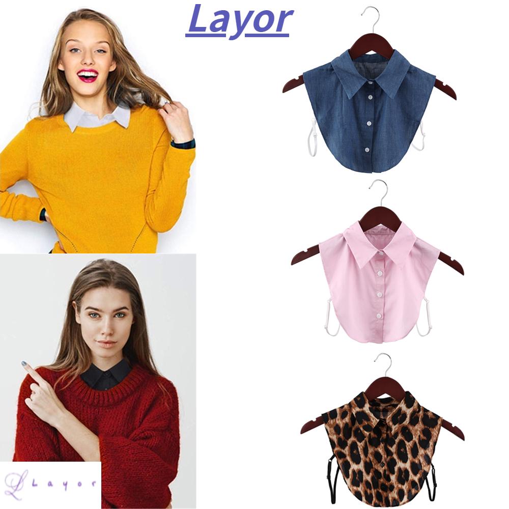 Cổ Áo Sơ Mi Giả Bằng Cotton Họa Tiết Da Báo Thời Trang Cho Nữ