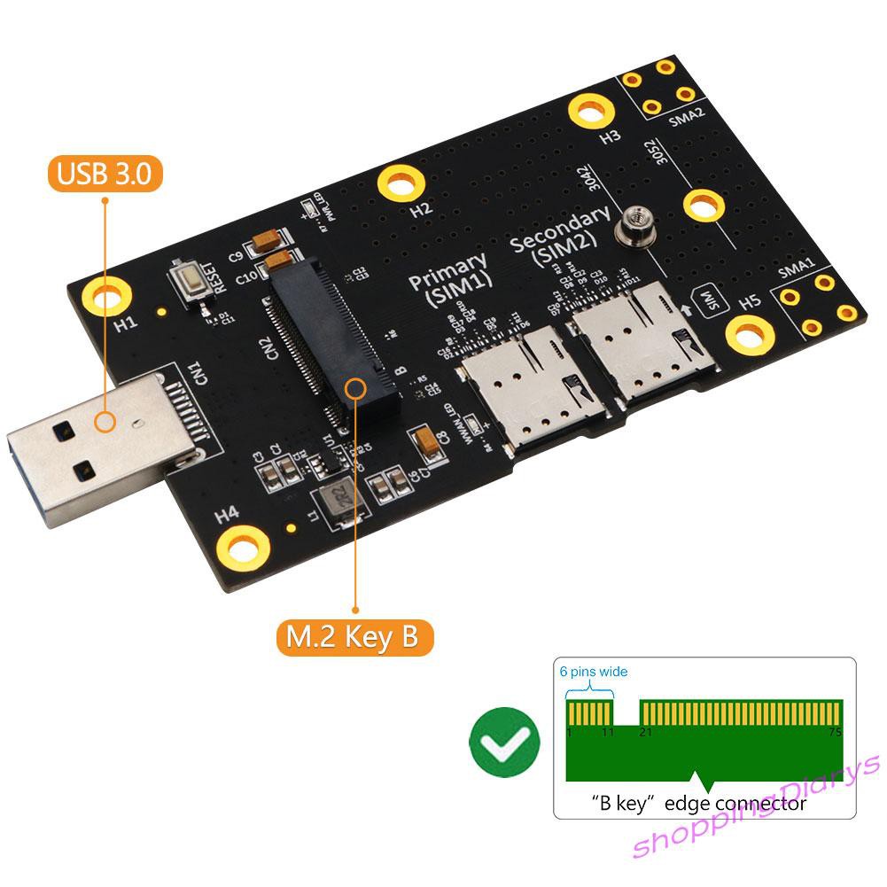 ✤Sh✤ M2 Key B to USB 3.0 Adapter w/ Dual Nano SIM Card Slots for 3G 4G 5G Module