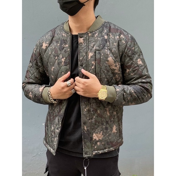 Áo khoác Bomber Jacket ZR man trần trám siêu đẹp khoá cúc bấm VNXK