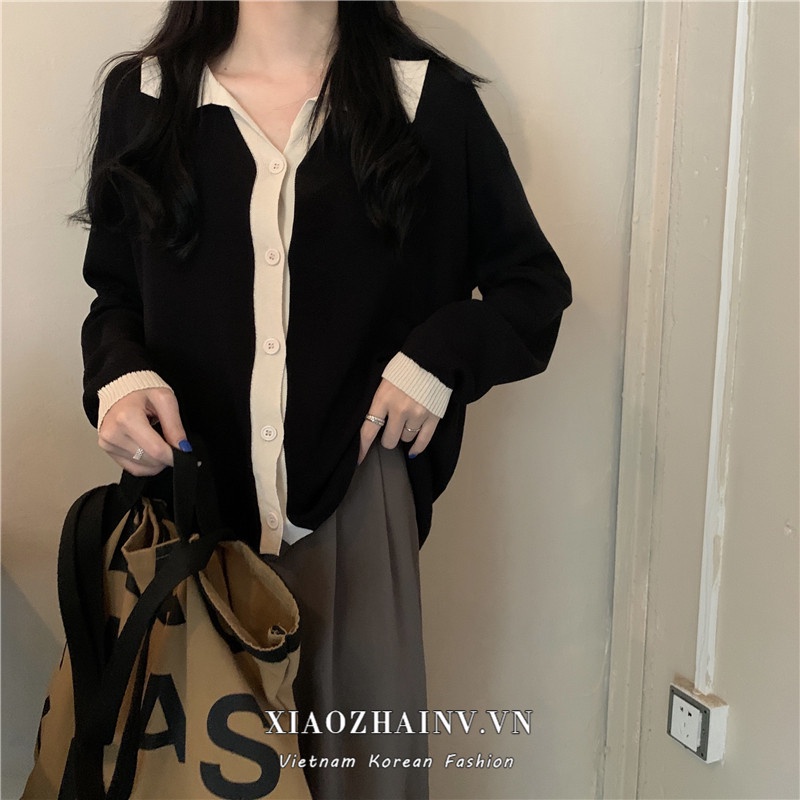 Xiaozhainv Áo cardigan tay dài phong cách Hàn Quốc thời trang thanh lịch cho nữ