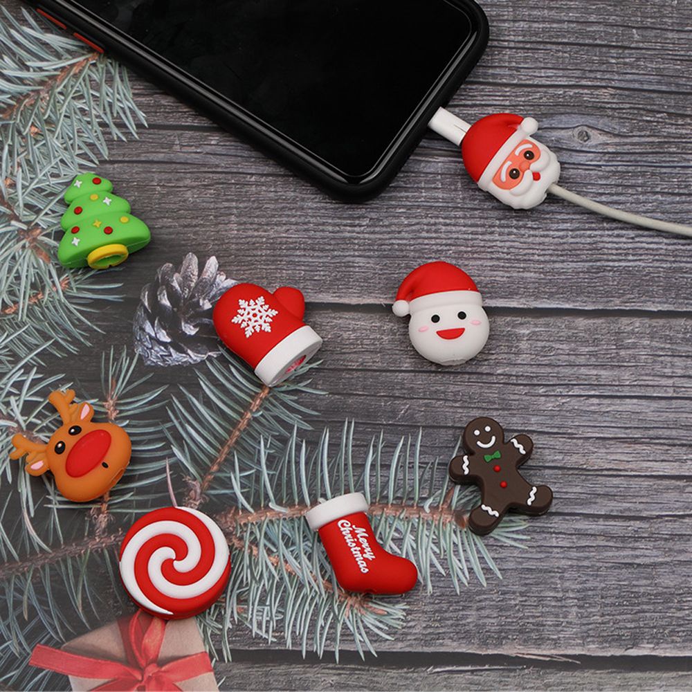 Vỏ bọc bảo vệ dây cáp sạc/tai nghe hình người tuyết giáng sinh dễ thương tiện dụng